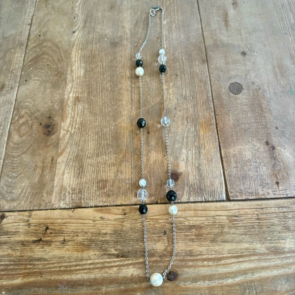 White House Black Market Silver and Black Necklace - Picture 1 of 3